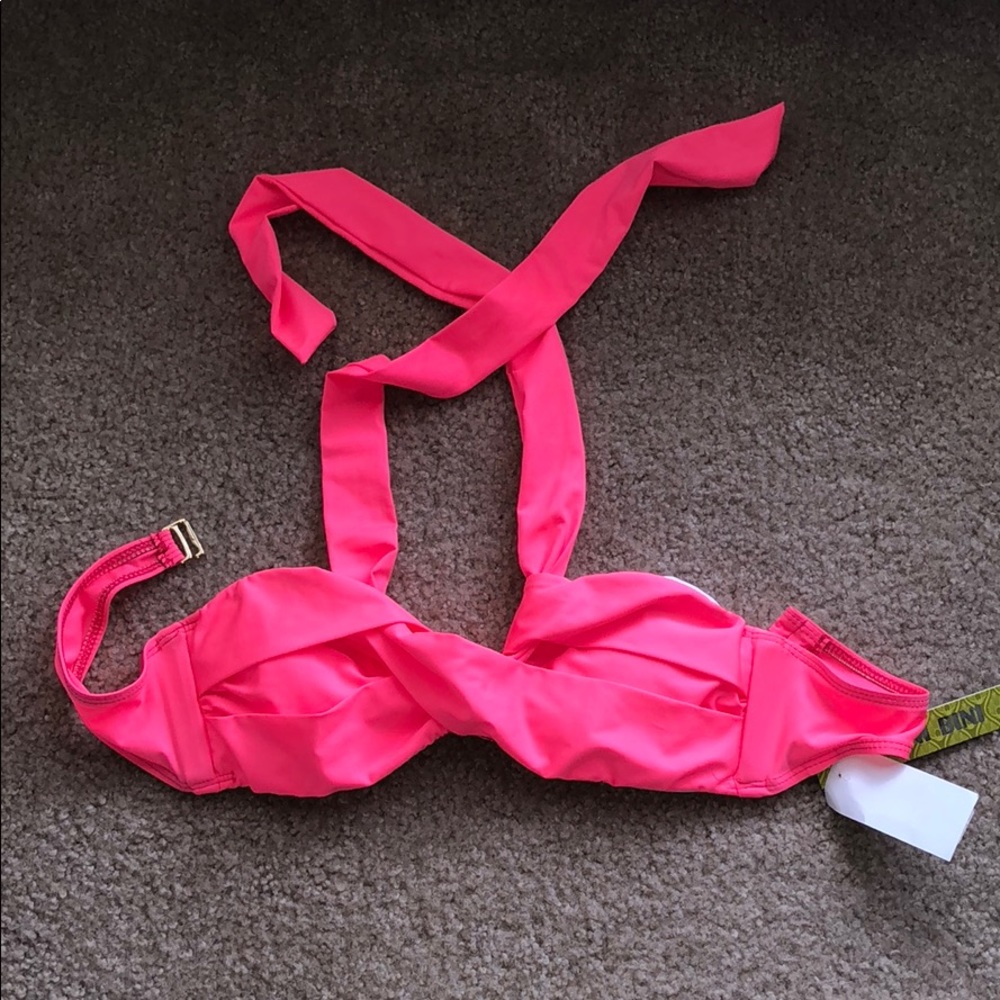 NWT hot pink halter swim top